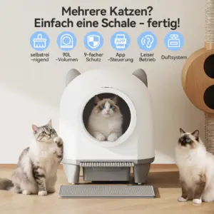 HOMALL Toilette pour chat autonettoyante grande capacité avec protection par capteur infrarouge, toilette pour chat inodore avec WiFi 2.4G