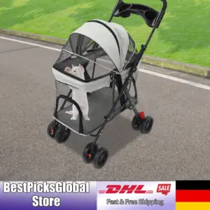 Chariot pour animaux de compagnie avec porte-gobelet amovible, gris/noir en option, charge de 26,46 lb, chariot pour animaux de compagnie pour chiens de taille moyenne, chats