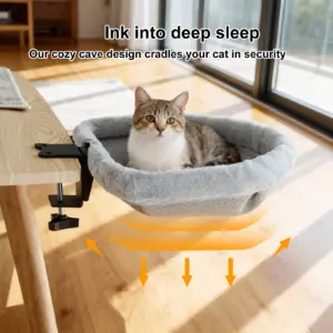 Lit de bureau pour chat, pliable en un clic, Design coulant, peu encombrant, Semi-circulaire, hamac, perche pour la maison, le bureau et les chats d'intérieur