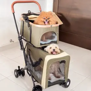 Poussette pour animaux de compagnie à double couche détachable, chariot convertible pour chat et chien, pour plusieurs petits animaux, pour les voyages et les promenades