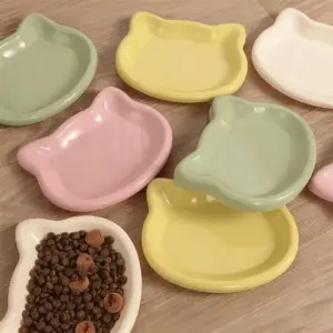 Bol pour chat en forme de chat mignon, bol à nourriture pour chat en plastique antidérapant, bol anti-chute pour chaton, alimentation des animaux de compagnie