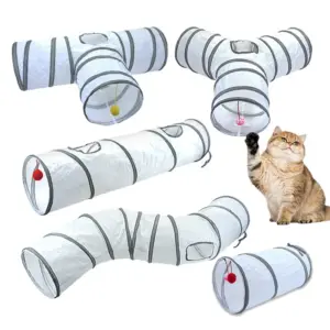 Jouets Tunnel pour chat de compagnie pliable blanc chat Kitty formation interactif jouet amusant pour chats lapin Animal jouer Tunnel Tube