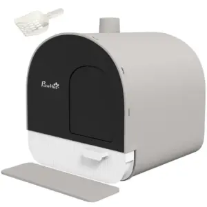 Cat litter box with lid, litter scoop, litter mat, green, 43 x 44 x 47 cm