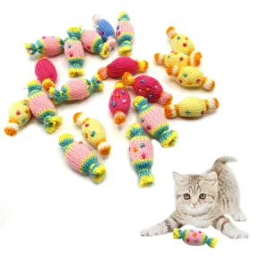 Jouet interactif pour chat, fil coloré en forme de bonbon, jouets pour chaton d'intérieur, jouet à mâcher, fournitures pour animaux de compagnie
