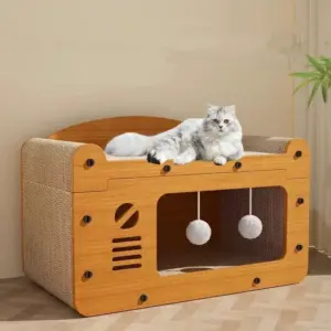 Maison à gratter en carton pour chat, lit de repos et tapis à gratter pour chaton, pour le jeu, le repos, le sommeil et comme poteau à gratter pour petits animaux