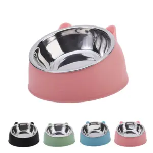1 Bol pour chat incliné en acier inoxydable, design attrayant, pour l'alimentation des chatons et des chiots, et comme abreuvoir pour chiens et chats