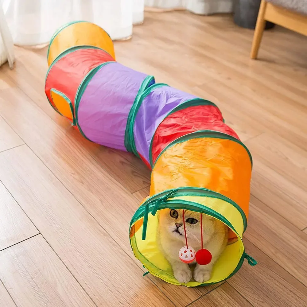 Tunnel pour chat Tube Kitty Tunnel ennuyé chat jouets pour animaux de compagnie Peek trou jouet interactif pour chats d'intérieur exercice amusant réduire l'anxiété Durable – Image 4