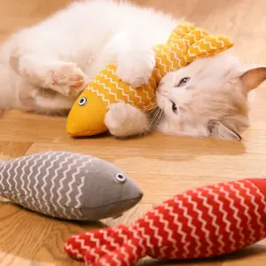 Jouet pour chat en toile de jute en forme de poisson, amusant et interactif, avec herbe à chat intégrée, pour la grignotage et le divertissement des chats
