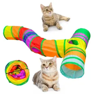 Nouveau créatif S Way T Way chat jouer Tunnels pliable intérieur animal de compagnie interactif Tunnel Tube pour chaton fournitures d'exercice