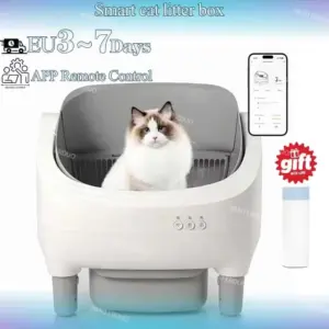 Bac à litière pour chat autonettoyant à dessus ouvert de 75l, grand bac à litière automatique pour chat avec contrôle par application, mesure du poids Olny WiFi 2.4G