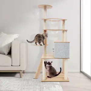Arbre à chat, tour d'escalade et de grattage pour chat de 53,1 pouces de hauteur, condo multi-niveaux pour petits chats