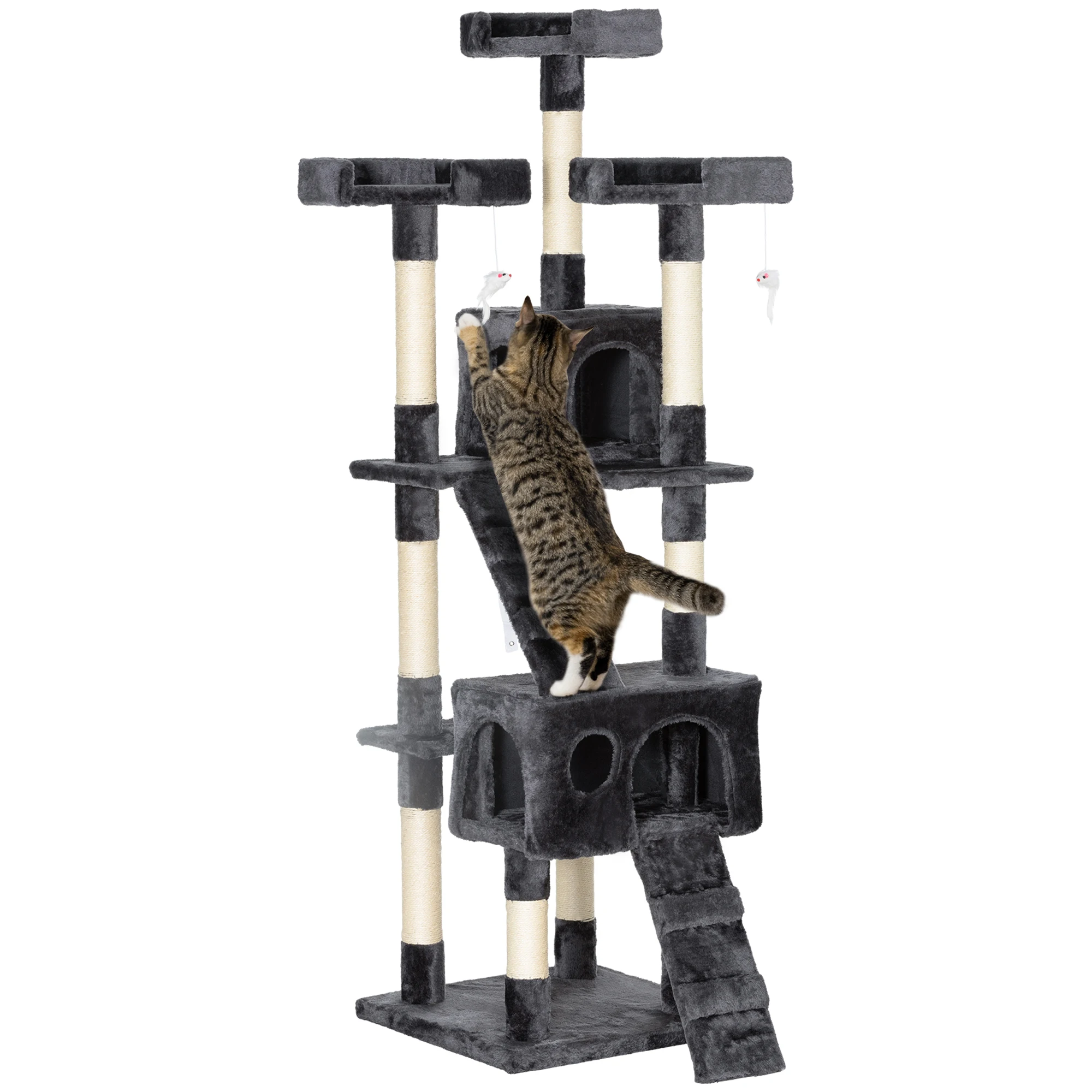 Arbre à chat PawHut, griffoir pour chat, griffoir pour chats, arbre à grimper pour chats, arbre de jeu – Image 2