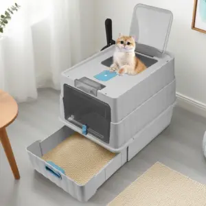 Bac à litière pour chat entièrement fermé, très grande taille, anti-éclaboussures, nettoyage spécial, toilettes pour chats, 1 pièce