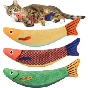 Jouet pour chat, simulation 3D de poisson, poisson rouge, jouets pour chatons, poisson oreille de chat, jouets interactifs sonores, jouets à mâcher pour chat, jouets en peluche, fournitures pour chat