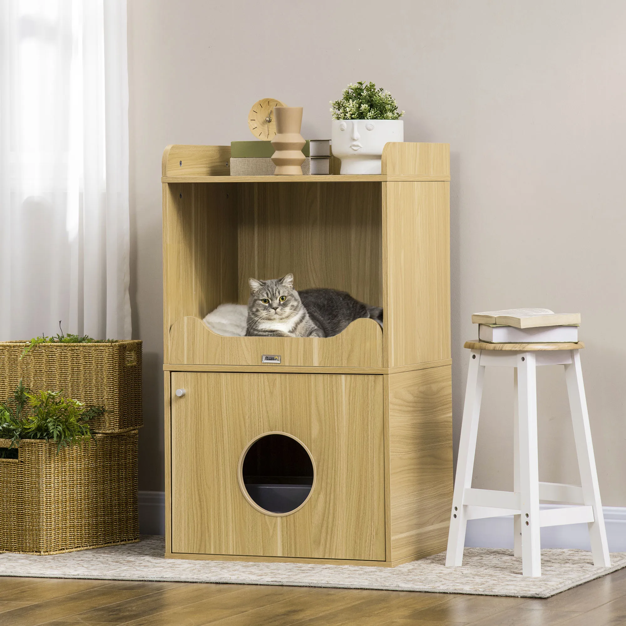 Meuble 3 niveaux avec litière cachée et coussin moelleux – Image 2