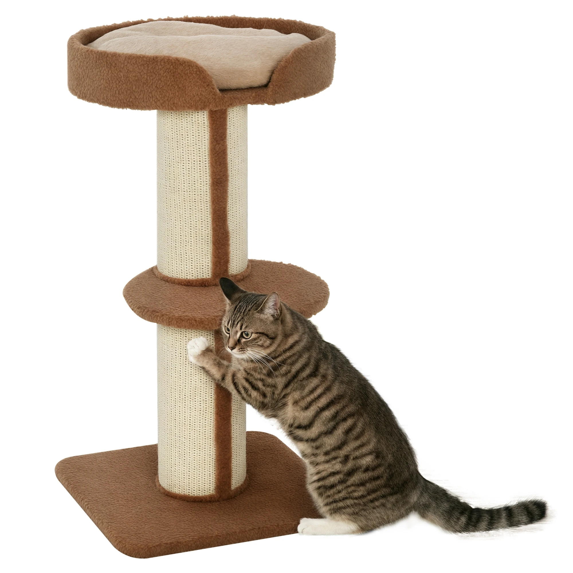 Arbre à chat avec centre d'activités, griffoir et deux plateformes – Image 4