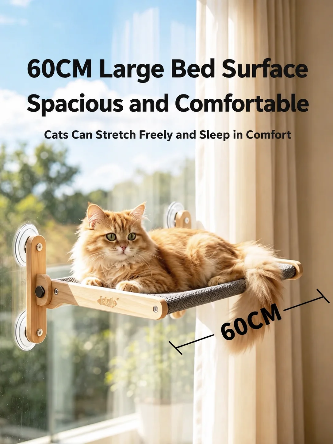 Hamac de fenêtre pliable pour chat avec ventouses solides – Image 4