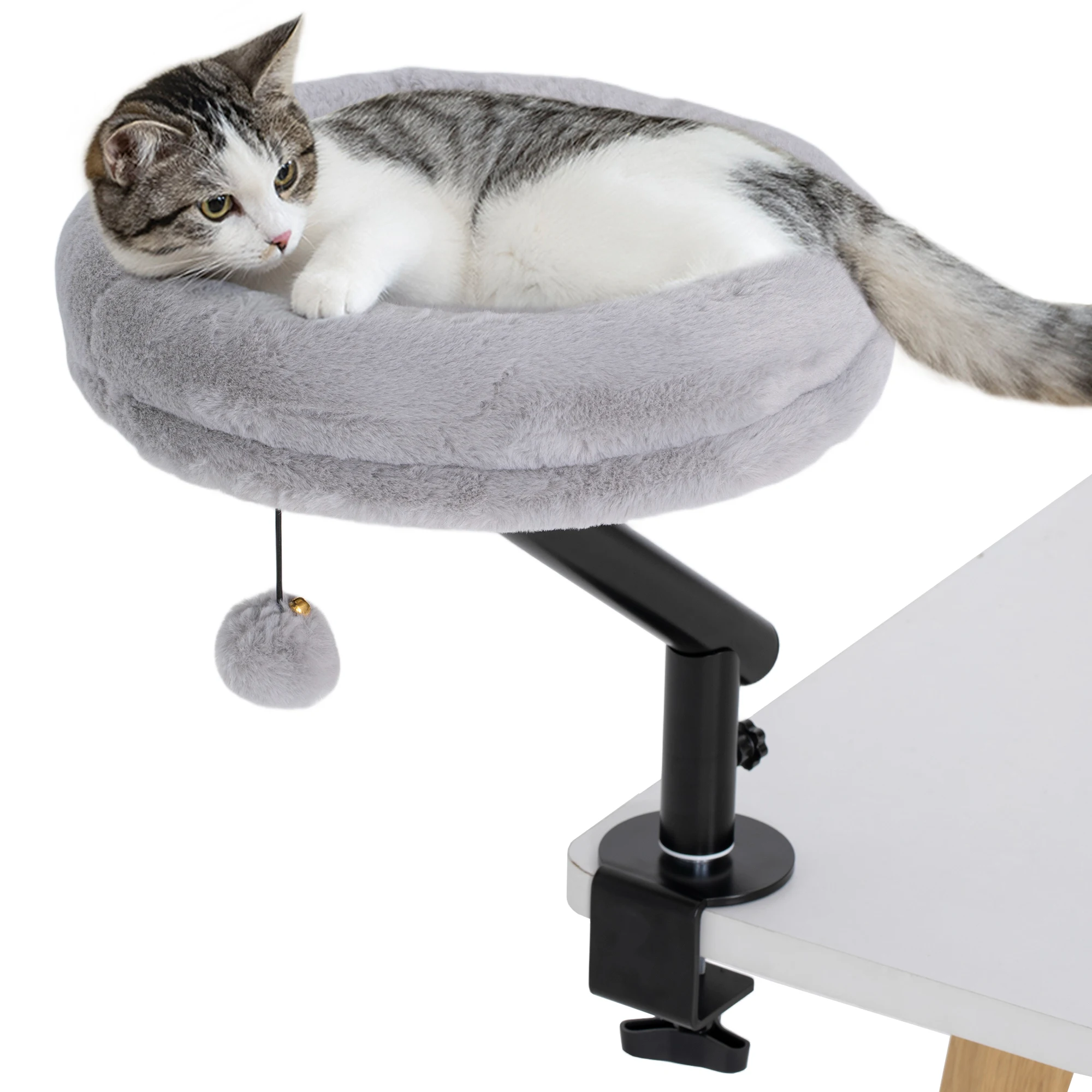 Lit pour chat gris rotatif 360° avec hauteur réglable – Image 4