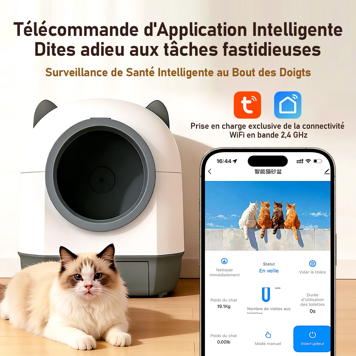 Litière automatique 65L avec WiFi et capteurs de sécurité – Image 2