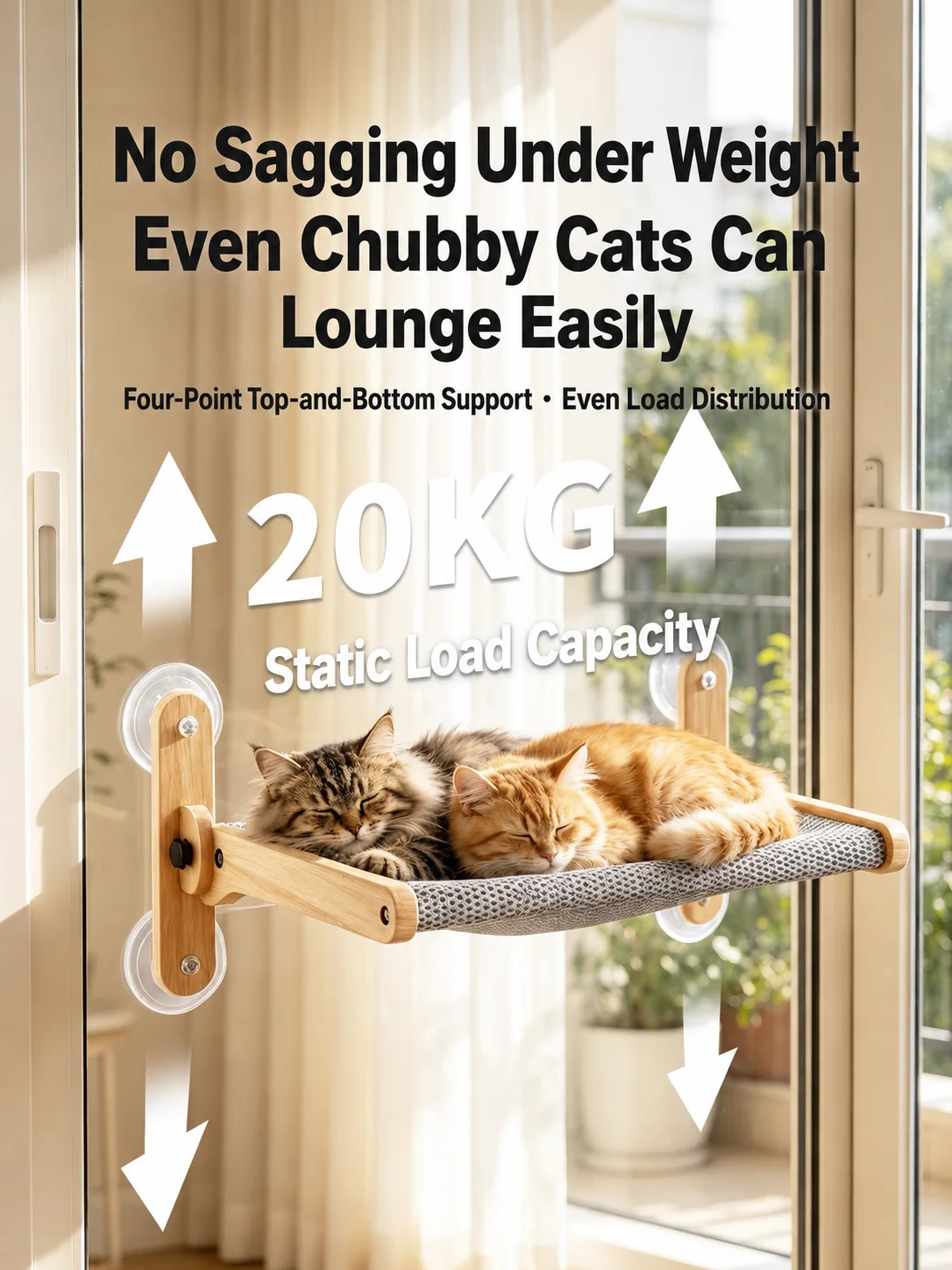 Hamac de fenêtre pliable pour chat avec ventouses solides – Image 2