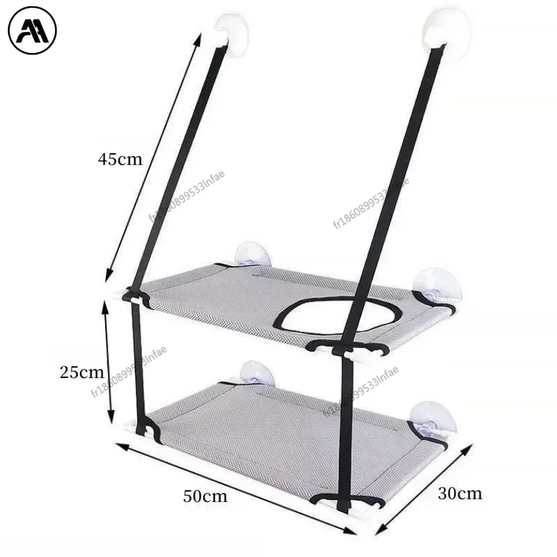 Hamac de fenêtre à ventouses, maisonnette 2 étages pour chat – Image 3