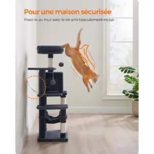 Tour de jeux pour chat avec griffoirs, niche et hamac