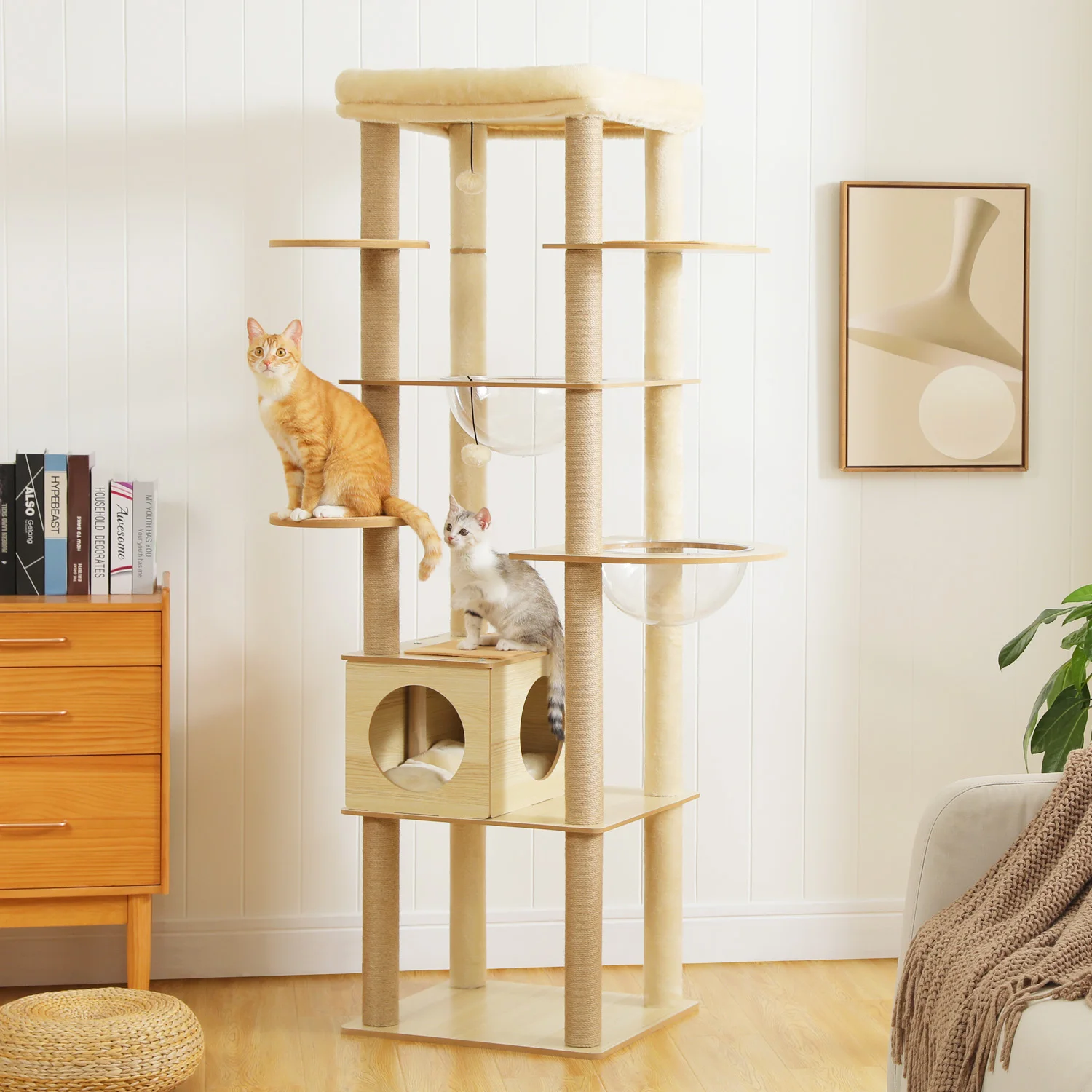 Arbre à chats multi-niveaux avec hamac et griffoirs en sisal