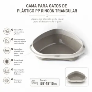 Lit d'angle en plastique PP lavable 59x48x15cm