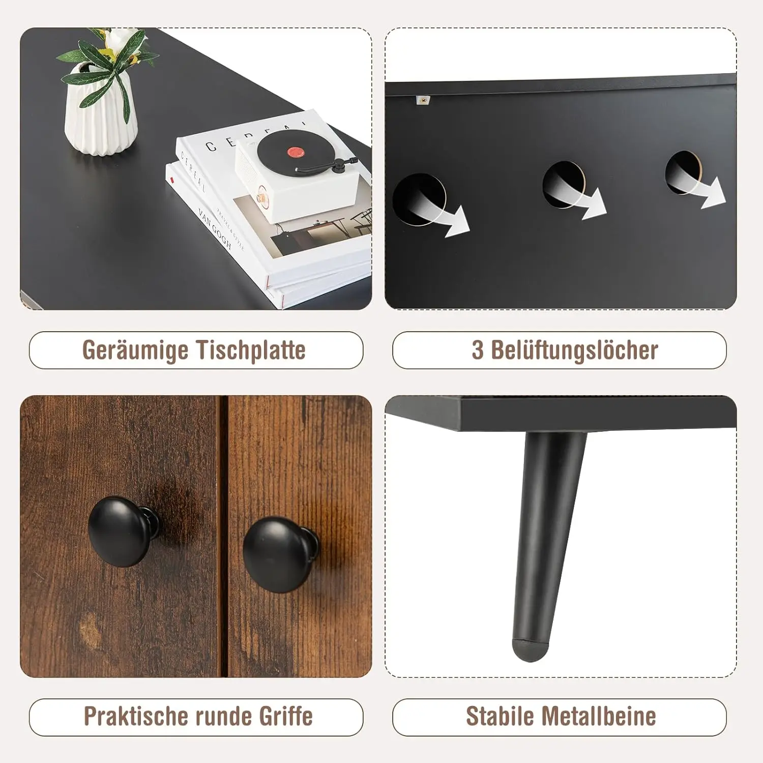 Table d'appoint 2 en 1 avec litière intégrée – Image 3