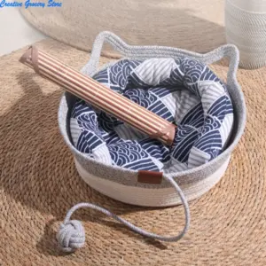 Panier d'été en rotin tressé avec rembourrage lavable