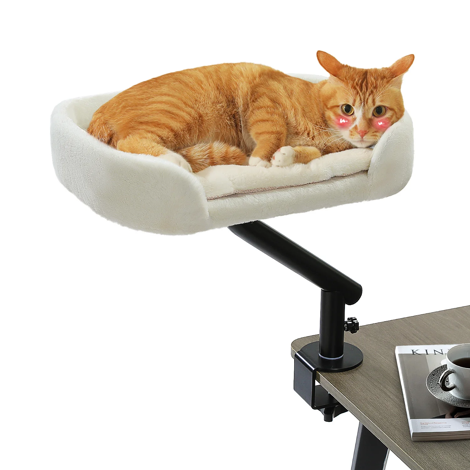 Lit de bureau rotatif 360° pour chat avec hamac réglable
