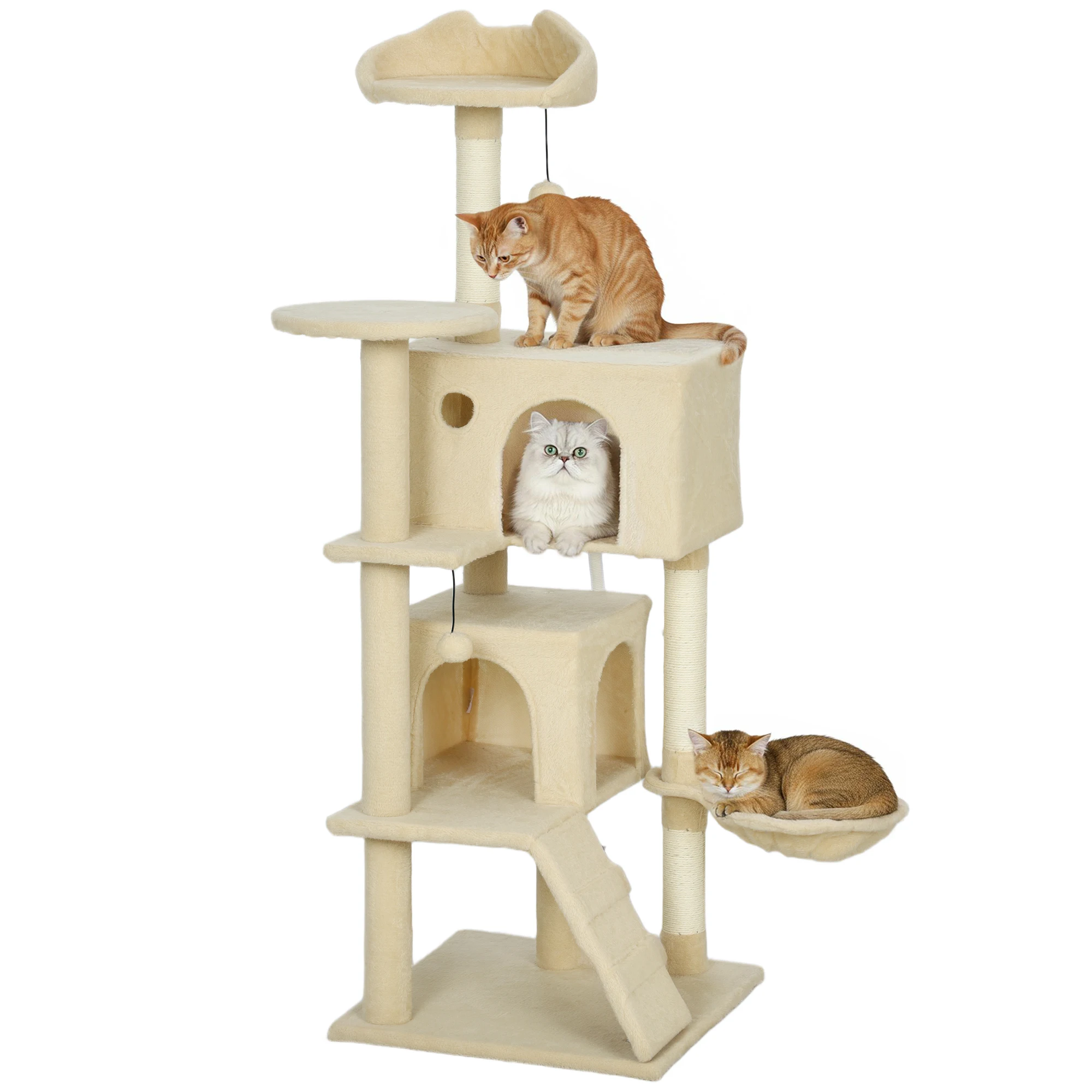 Arbre à chat avec plusieurs plates-formes et griffoir, 140 cm – Image 2