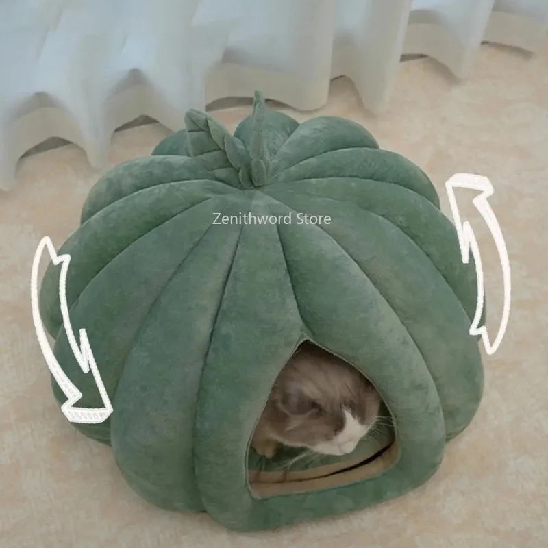 Nid fermé épais pour chat, maison chaude et douillette