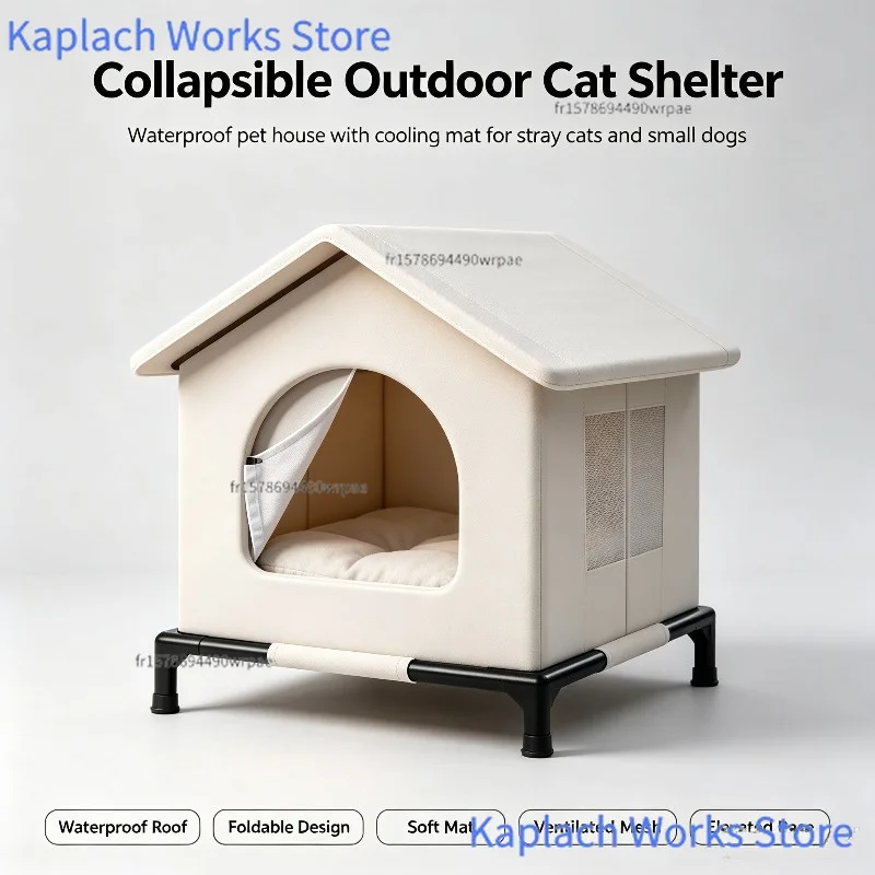 Abri pliable imperméable pour chat errant avec tapis