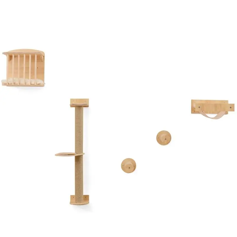 Mur d'escalade pour chat, 5 pièces avec plateformes et poteaux sisal – Image 2