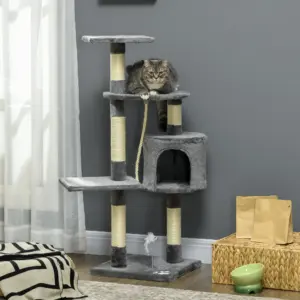 Module cheminée avec abri douillet et jouets suspendus
