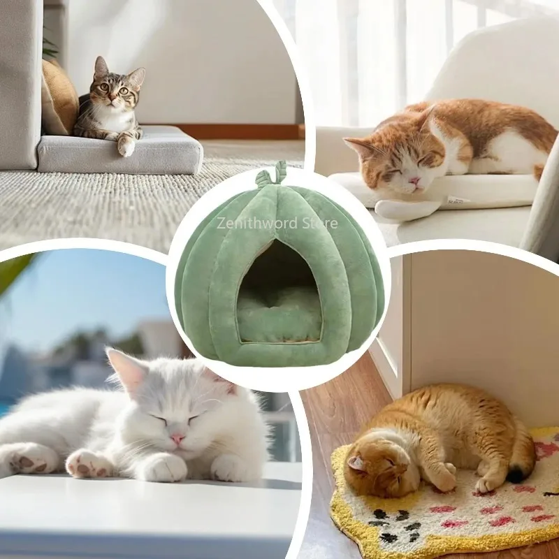Nid fermé épais pour chat, maison chaude et douillette – Image 3