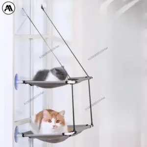 Hamac de fenêtre à ventouses, maisonnette 2 étages pour chat
