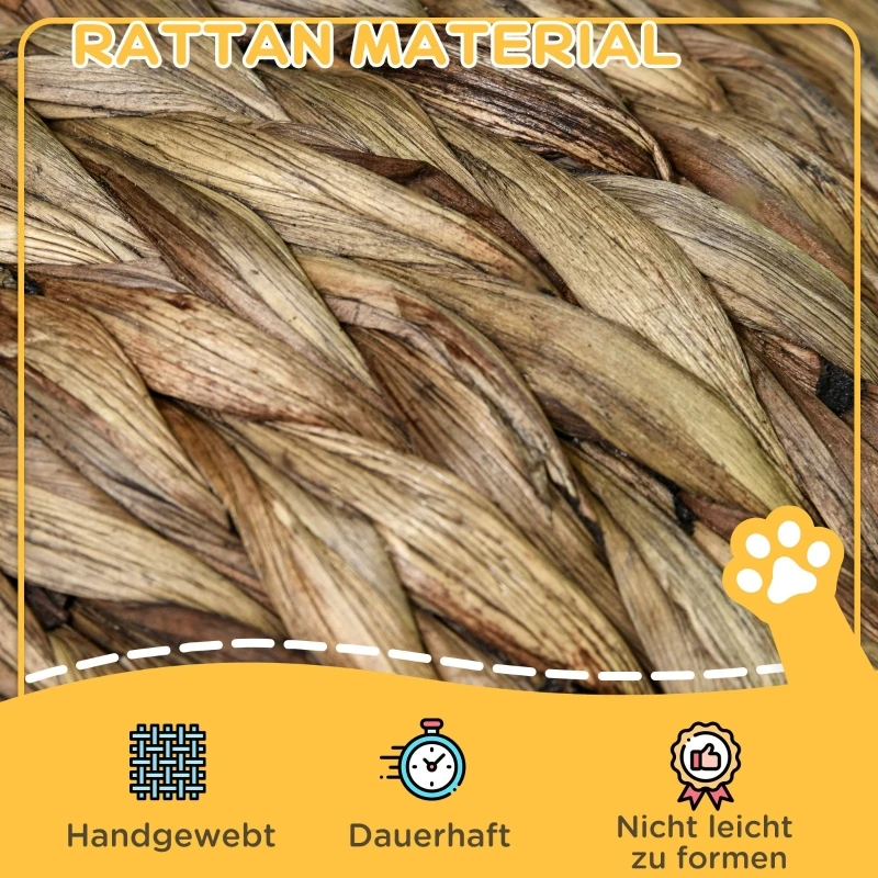 Panier cabane en rotin avec coussin moelleux pour chat – Image 4