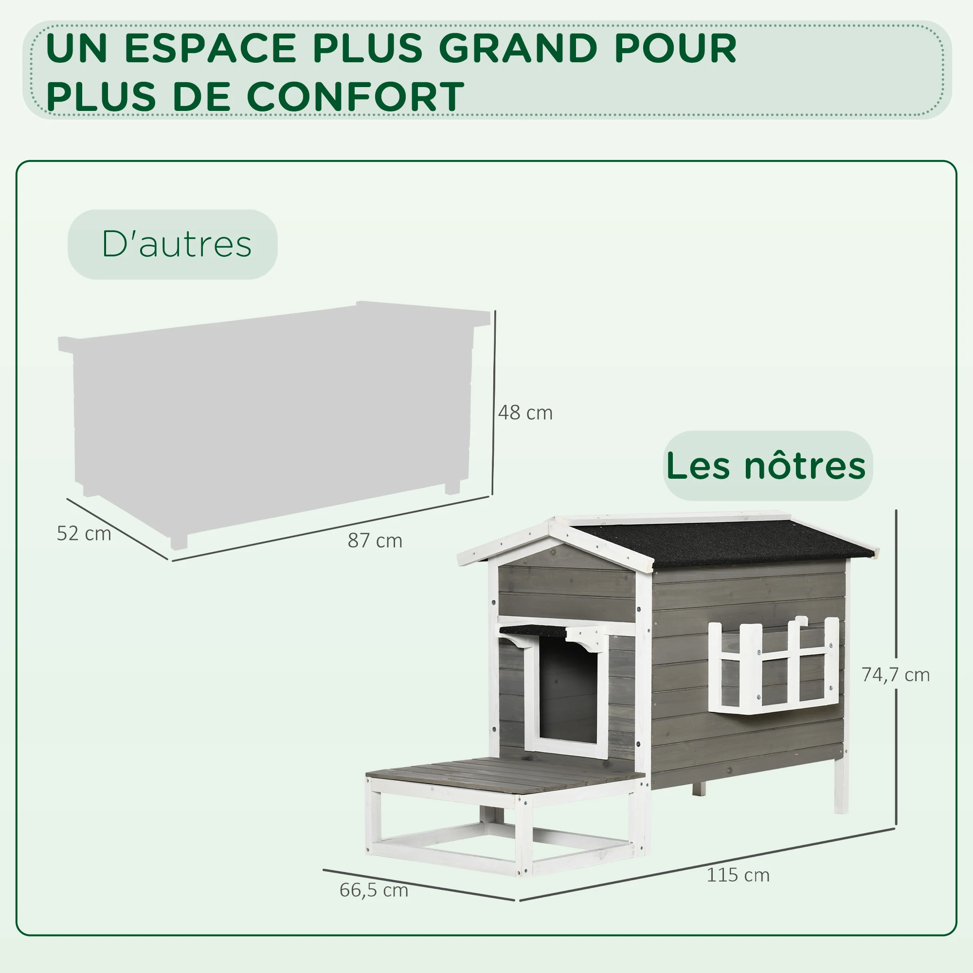 Maisonnette extérieure surélevée avec terrasse en bois pour chat – Image 3
