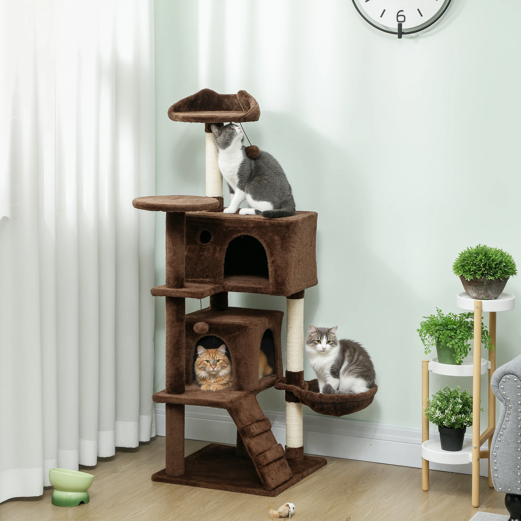Arbre à chat avec plusieurs plates-formes et griffoir, 140 cm – Image 3