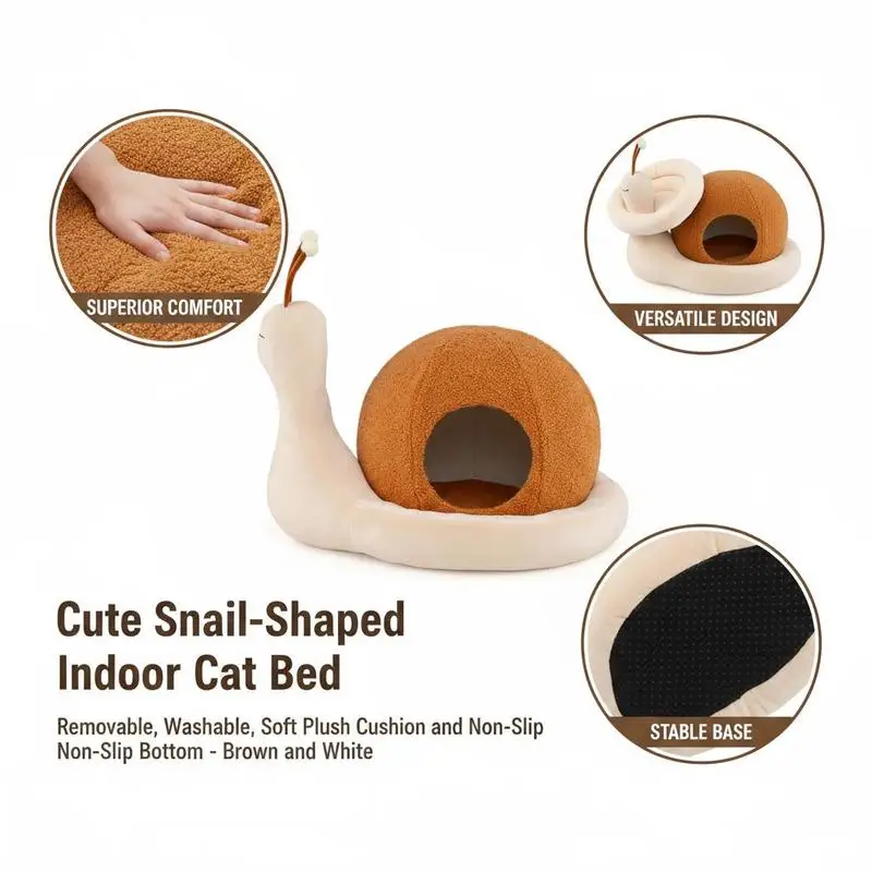 Cocon escargot moelleux et lavable pour chat d'intérieur – Image 3