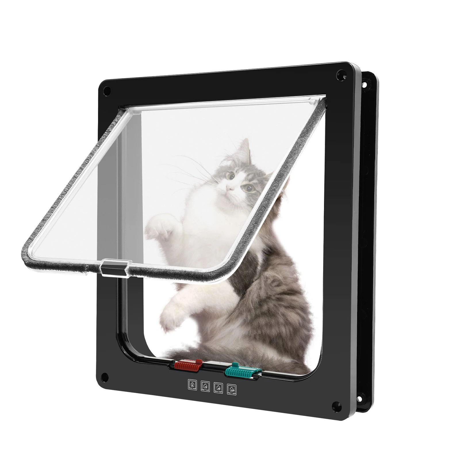 Porte d'accès silencieuse à 4 modes pour chien et chat, installation murale – Image 4
