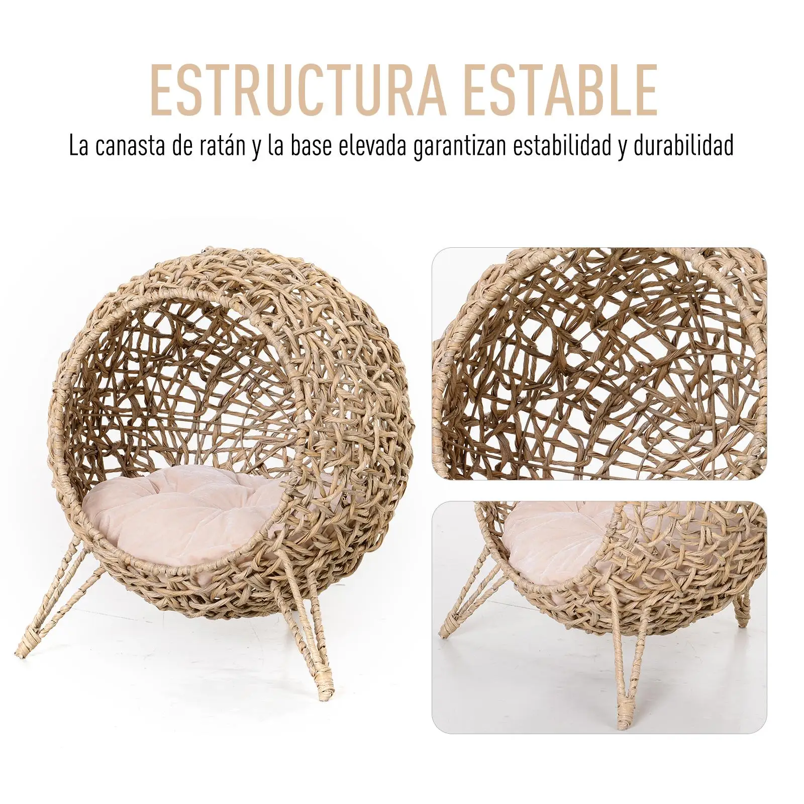 Nichoir en rotin synthétique avec coussin confort