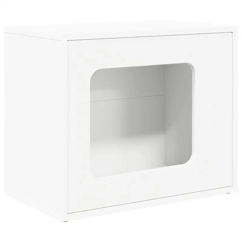 Maison d'intérieur en bois blanc avec espace couvert pour chat – Image 2