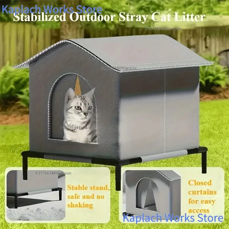 Abri pliable imperméable pour chat errant avec tapis – Image 4