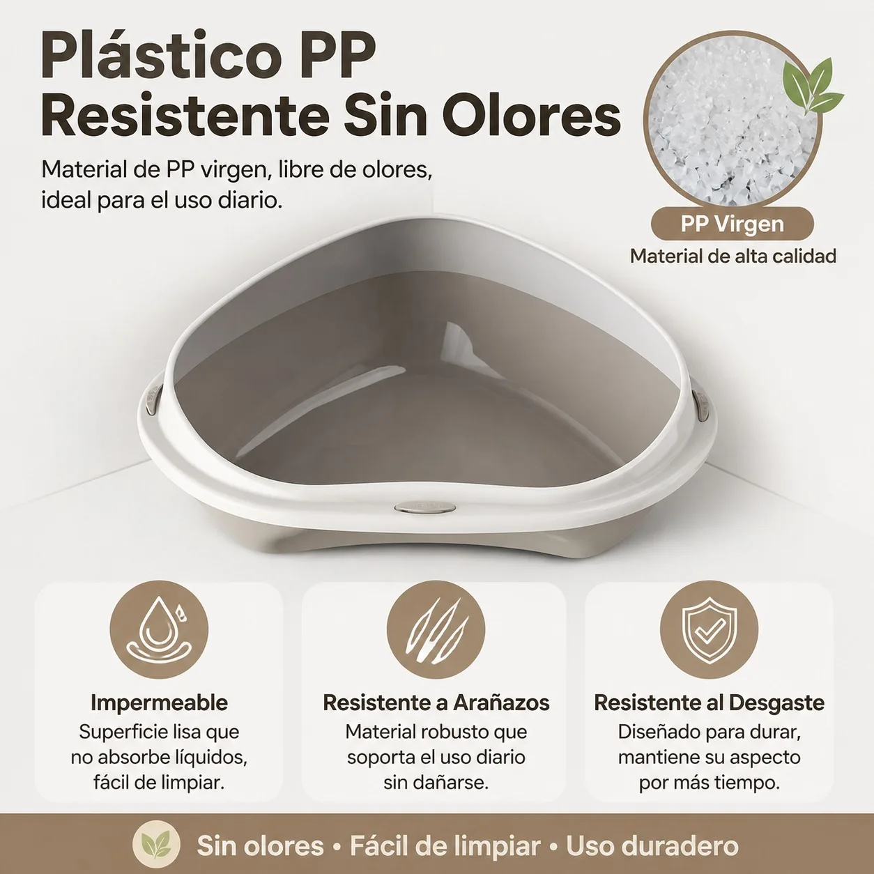 Lit d'angle en plastique PP lavable 59x48x15cm – Image 2