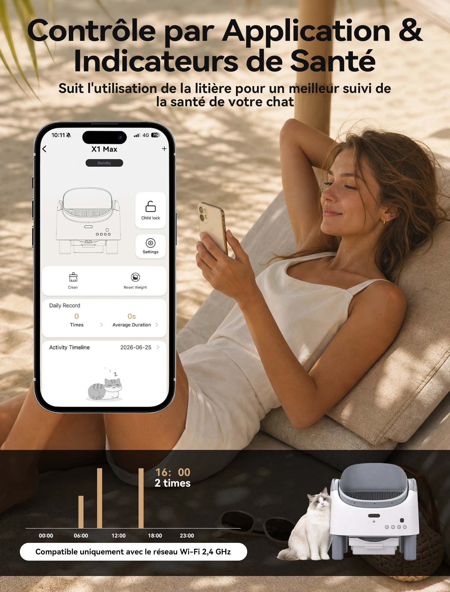 Toilette automatique pour chat avec grande capacité 95L et contrôle à distance – Image 4