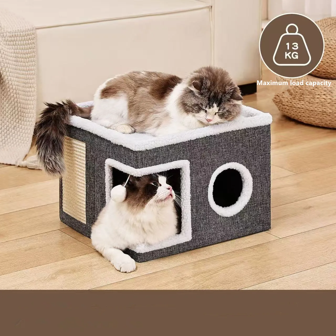 Grotte pliable avec boule suspendue et base anti-rayures – Image 2