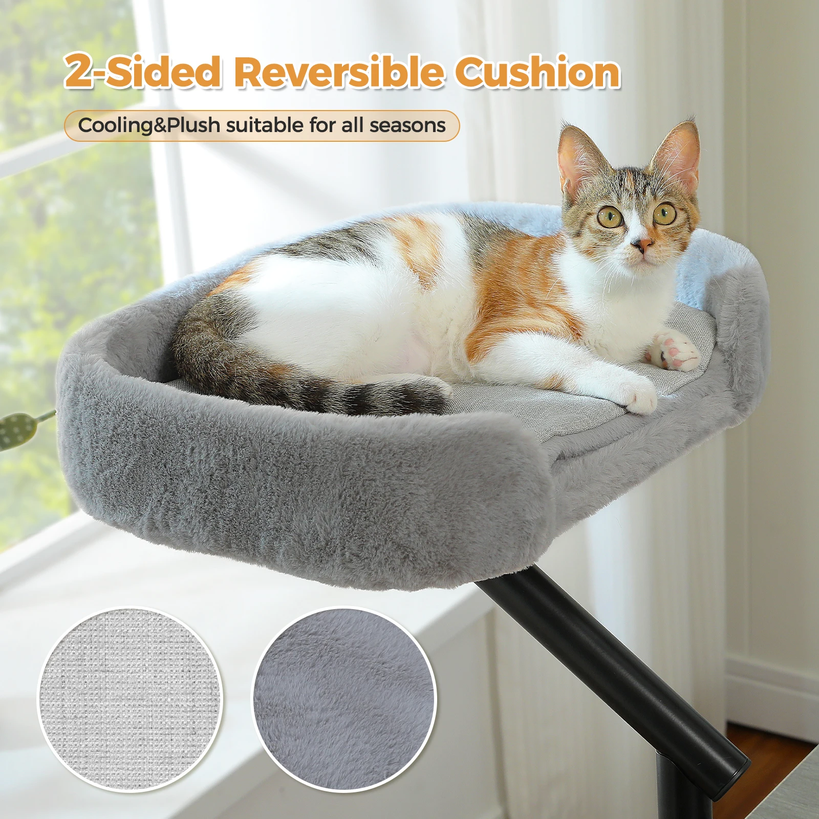 Lit hamac rotatif 360° pour chat, perchoir réglable – Image 4